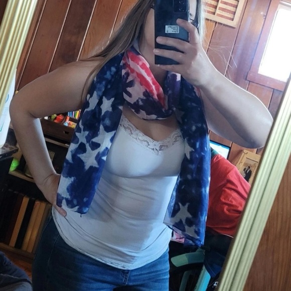 American flag stars stripes red white blue neck head lightweight scarf - Picture 8 of 11